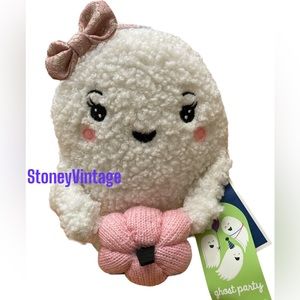 Halloween Cute Girl Ghost with Pink Pumpkin weighted Plush tiktok decoration